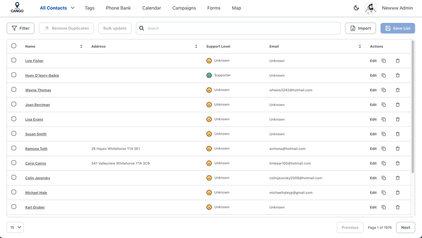 CANGO Dashboard light